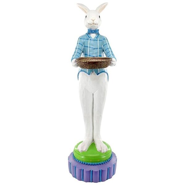 Design Toscano EU9355 8 1/2 Inch Stading Rabbit Butler with Bowl