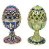 Design Toscano FH922651 Romanov Style Enameled Eggs 3 Inch Jeweled Trellis Eggs , Set of 2