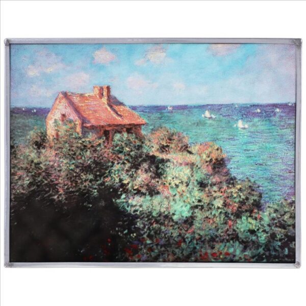 Design Toscano GM1109 9 Inch Fisherman S Cottage on The Cliffs at Varengeville 1882 Art Glass Panel