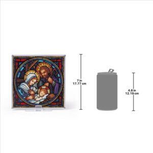 Design Toscano GM1201 7 Inch The Holy Family Nativity Religious Art Glass Panel