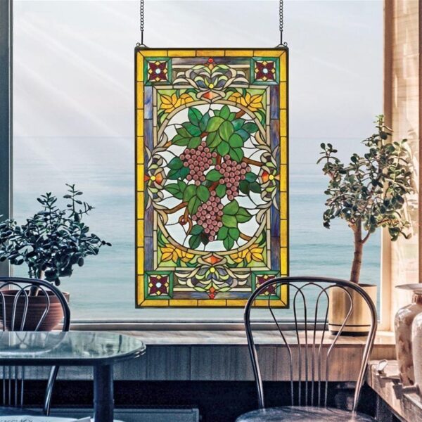 Design Toscano HD713 19 1/2 Inch Fruit of the Vine Stained Glass Window