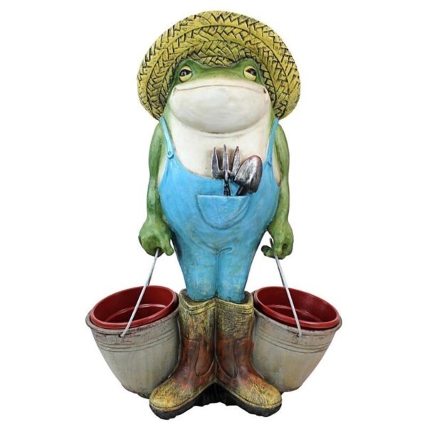 Design Toscano HF300718 11 1/2 Inch Buckets the Garden Frog Statue