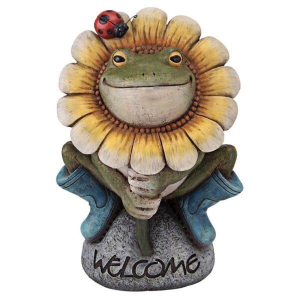 Design Toscano HF300725 7 Inch Flowery Frog Garden Welcome Statue