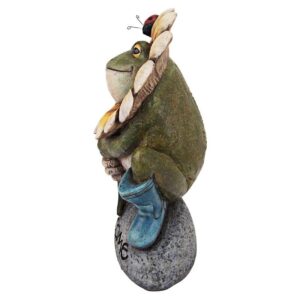 Design Toscano HF300725 7 Inch Flowery Frog Garden Welcome Statue