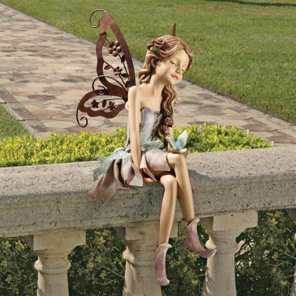 Design Toscano HF326063 6 1/2 Inch Fannie the Fairy Sitting Statue