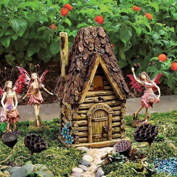 Design Toscano HF330884 7 1/2 Inch Woodland Fairy Garden House Statue