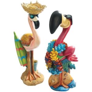 Design Toscano HF9616576 8 Inch Birds of Paradise Flamingo Statues, Set of 2