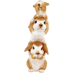 Design Toscano HT104330 4 Inch Stacked Hear See Speak No Evil Rabbit Statue