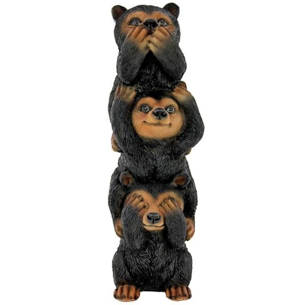 Design Toscano HT142927 3 1/2 Inch Speak Hear See No Evil Stacked Black Bears