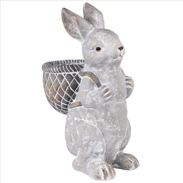 Design Toscano HT21051041 10 Inch Bunny with Basket Easter Rabbit Statue