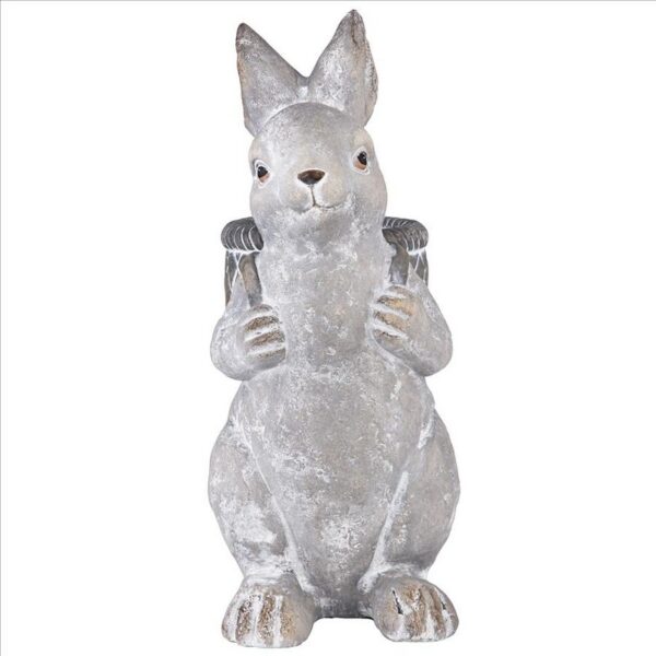 Design Toscano HT21051041 10 Inch Bunny with Basket Easter Rabbit Statue