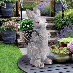 Design Toscano HT21051041 10 Inch Bunny with Basket Easter Rabbit Statue