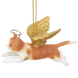 Design Toscano JH170738 4 Inch Honor The Feline Orange Tabby Holiday Cat Angel Ornament