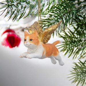 Design Toscano JH170738 4 Inch Honor The Feline Orange Tabby Holiday Cat Angel Ornament