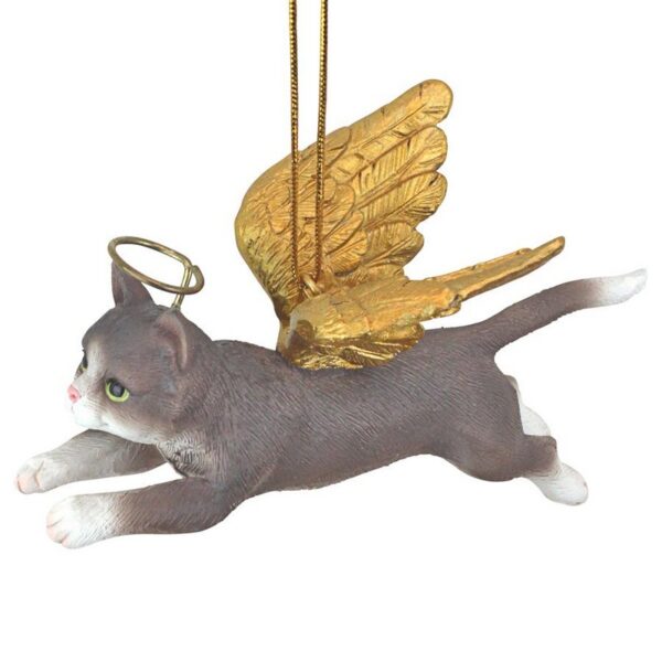 Design Toscano JH170740 4 Inch Honor The Feline Grey Tabby Holiday Cat Angel Ornament