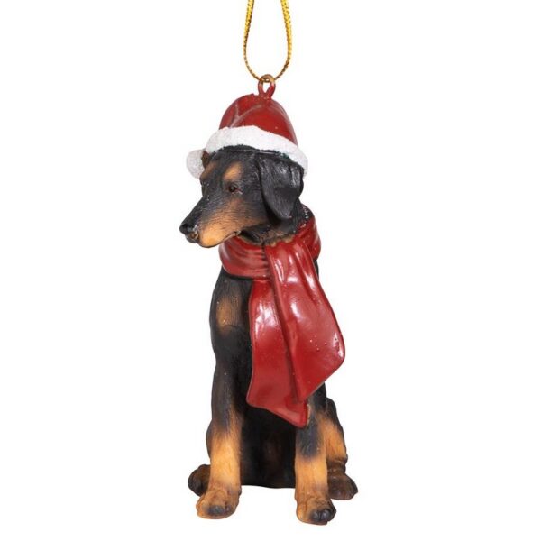 Design Toscano JH576309 2 1/2 Inch Doberman Pinscher Holiday Dog Ornament Sculpture