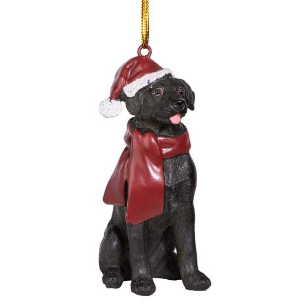 Design Toscano JH576310 2 1/2 Inch Black Labrador Retriever Holiday Dog Ornament Sculpture