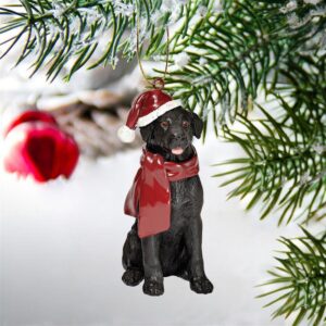 Design Toscano JH576310 2 1/2 Inch Black Labrador Retriever Holiday Dog Ornament Sculpture