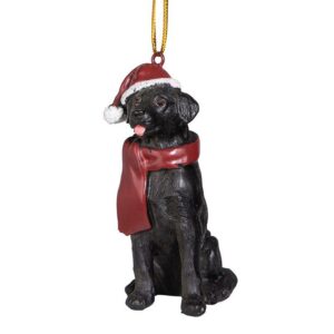 Design Toscano JH576310 2 1/2 Inch Black Labrador Retriever Holiday Dog Ornament Sculpture