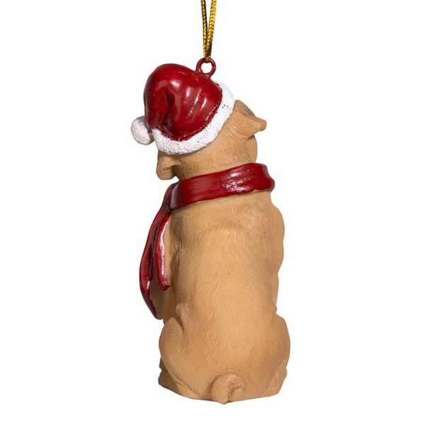 Design Toscano JH576315 2 1/2 Inch Pug Holiday Dog Ornament Sculpture