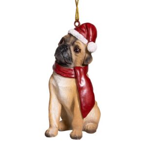 Design Toscano JH576315 2 1/2 Inch Pug Holiday Dog Ornament Sculpture