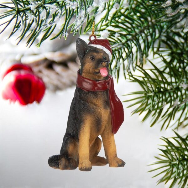 Design Toscano JH576320 2 1/2 Inch German Shepherd Holiday Dog Ornament Sculpture