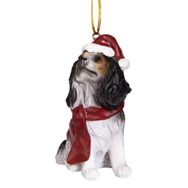 Design Toscano JH576321 2 1/2 Inch Cavalier King Charles Spaniel Holiday Dog Ornament Sculpture