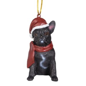 Design Toscano JH576324 2 1/2 Inch French Bulldog Holiday Dog Ornament Sculpture