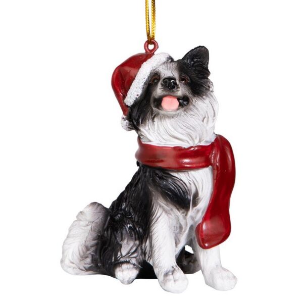 Design Toscano JH576341 2 1/2 Inch Border Collie Holiday Dog Ornament Sculpture