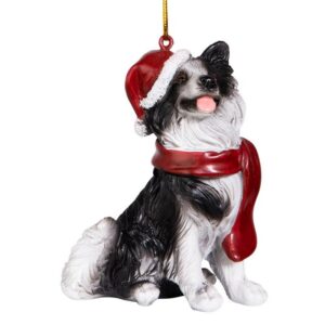 Design Toscano JH576341 2 1/2 Inch Border Collie Holiday Dog Ornament Sculpture