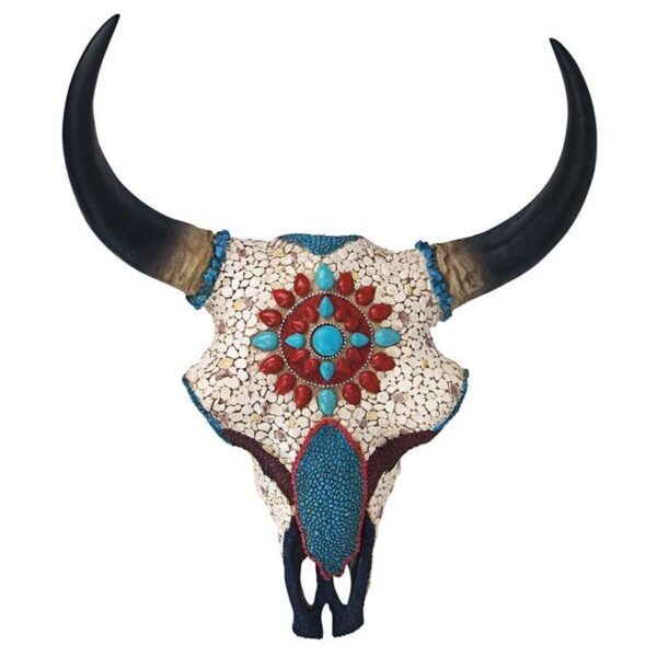 Design Toscano JQ11189 13 1/2 Inch Mystic Plains Warrior Cow Skull, Large