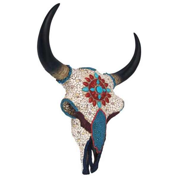 Design Toscano JQ11189 13 1/2 Inch Mystic Plains Warrior Cow Skull, Large