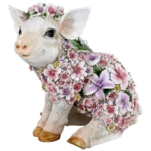 Design Toscano JQ12452 9 Inch Flower Power Pig Statue