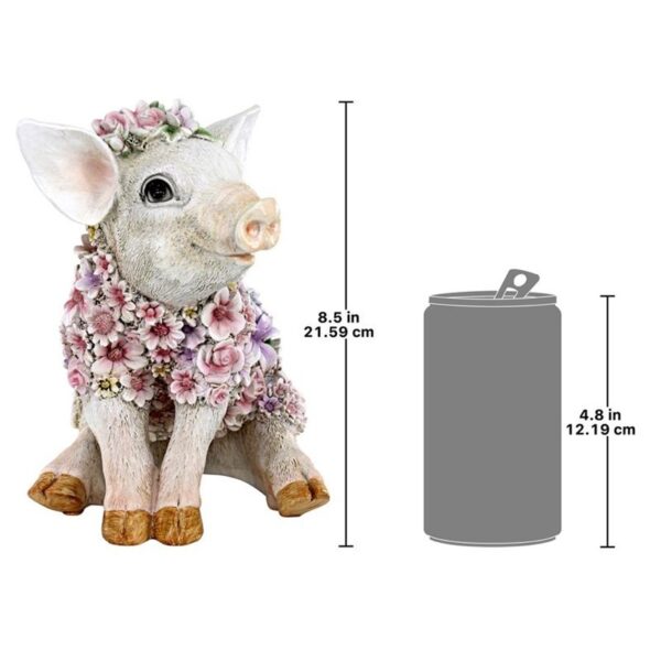 Design Toscano JQ12452 9 Inch Flower Power Pig Statue