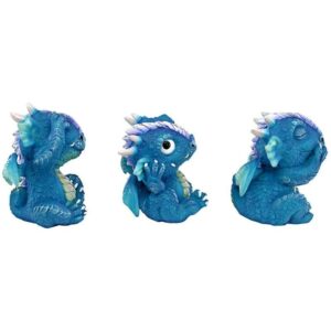 Design Toscano JQ12544 3 Inch See No Hear No Speak No Dragon Statue, Set of 3 - Purple