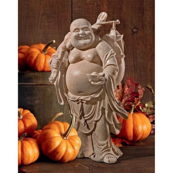 Design Toscano JQ3859 9 1/2 Inch Wandering Happy Hotei Buddha Statue