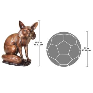 Design Toscano KW28956 11 Inch The Observant Sitting Fox Statue - Bronze