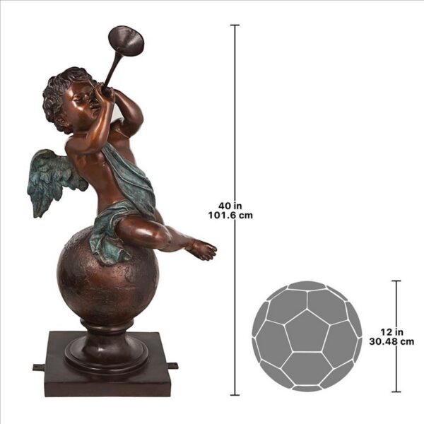 Design Toscano KW47160 20 Inch Baby Gabriel Sounding Heaven S Trumpet Cast Bronze Garden Angel Statue