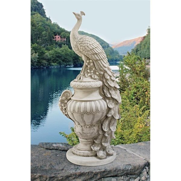 Design Toscano KY1876 11 1/2 Inch Staverden Peacock on an Urn Statue