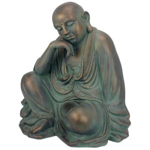 Design Toscano KY30857 21 Inch Kaiyuan Temple Buddha Statue - Green Bronze and Gold