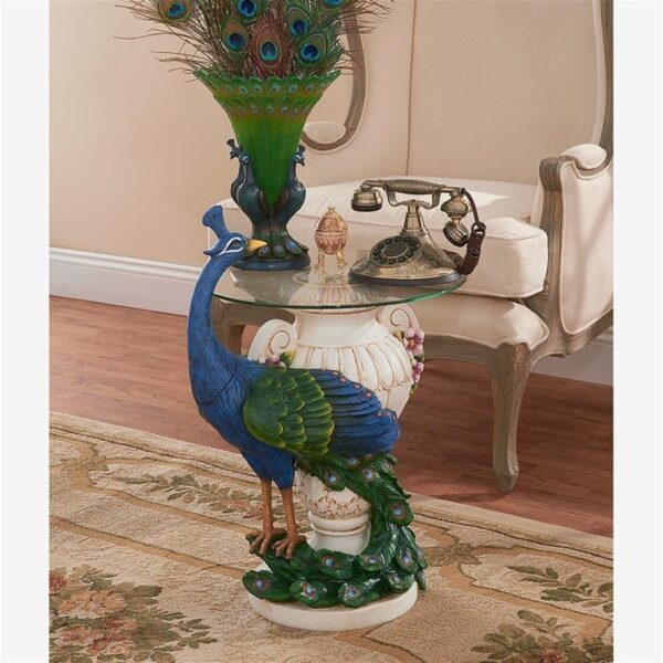 Design Toscano KY4128 17 1/2 Inch Staverden Castle Peacock Table