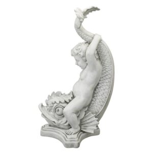 Design Toscano KY71209 14 1/2 Inch Boy on Dolphin Classical Garden Statue