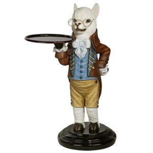 Design Toscano KY712167 20 1/2 Inch Alfred the Alpaca at Your Service Butler Table