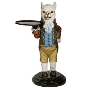 Design Toscano KY712167 20 1/2 Inch Alfred the Alpaca at Your Service Butler Table