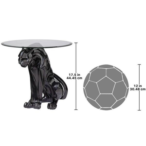 Design Toscano KY72408 18 1/2 Inch Jaguar Glass Top Table - Black