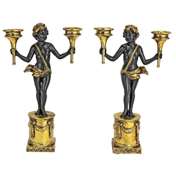 Design Toscano KY793089 6 1/2 Inch Neoclassical Cherub Candlesticks, Set of 2