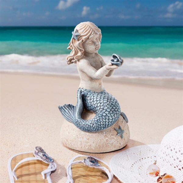 Design Toscano LY7210512 5 1/2 Inch Little Girl Mermaid Holding Shell