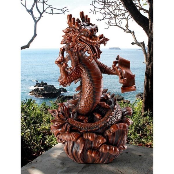 Design Toscano LY815053 13 Inch Dragon King of the Four Seas Statue - Walnut