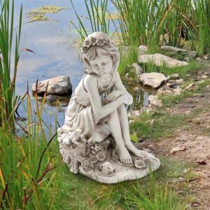 Design Toscano LY819163 13 1/2 Inch Pausing by The Pond Little Girl Statue