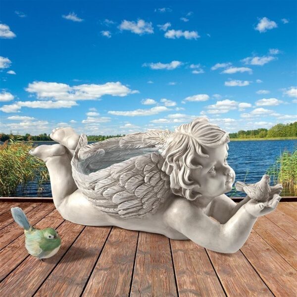 Design Toscano LY88309 19 Inch Gods Messenger Cherub with Bird Statue